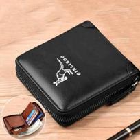 Men's Fashion RFID Blocking PU Leather Wallet Business Card Holder with Zipper Coin Purse gray
