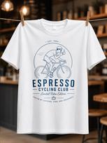 Espresso Cycling Club Fueled By Caffeine Cake And Croissants Thin Blue Line Cyclist Drinking Unisex All Tshirt L black