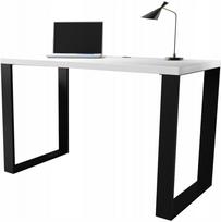 Rašomasis stalas LOFT, 120 cm, balta matinė spalva, metalinės kojos, storas stalviršis