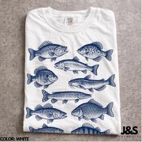 Vintage 90s Freshwater Fish Tattoo Shirt, Retro Multi Fish Graphic Tee, Artistic Sunfish Trout Bass Pike Top, Comfort Colors® Fisherman Gift S