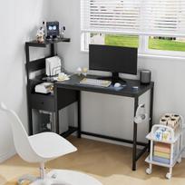 Žaidimų stalas su LED apšvietimu, USB lizdais ir lentyna, juodas, 122x51x111 cm