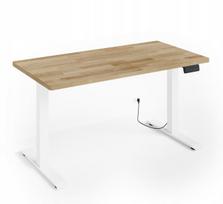 Reguliuojamo aukščio rašomasis stalas BIM Natural Desk, 140x70 cm, balta/ąžuolo fanera