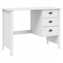 Rašomasis stalas su stalčiais, baltas, 100x45x74 cm, iš pušies medienos