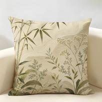 Retro Shabby Herbal Green Leaf Plant Cushion Cover Durable Hypoallergenic Organic Linen Short Pillow Cover Washable 30cmx30cm(12x12Inch)