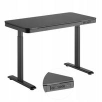 Reguliuojamas elektrinis rašomasis stalas 120x60 cm, USB, 60 kg, 2 segmentai, su stalčiumi ir kabliuku
