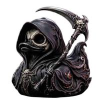 Spooky Atmosphere Ornaments Halloween Grim Reaper Duck Resin Figurine, Dark Gothic Scythe Statue Funny Decor for Home Desk Decor, Collectible Ornament A black