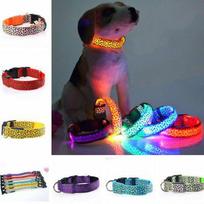 Nailoninis LED šunų antkaklis Naktinis saugumas Mirksintis šviečiantis antkaklis pavadėlis šunims Šviečiantis fluorescencinis Pe S raudona