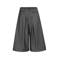 American pleated wide-leg cold silk cool seven-point trousers men's summer senior sense ruffian handsome casual shorts M gray