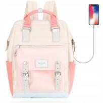 Kuprinė Himawari 9018 su USB, 15,6" nešiojamam kompiuteriui, kreminė-rožinė-koralinė