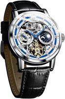OLEVS Mechanical Automatic Watch Skeleton Moon Phase Men's Blue Leather Strap 30M gray