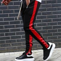 Vyrų bėgiojimas laisvalaikio sportinės kelnės sportinės kelnės apatinės hip-hop kelnės sutraukiamos kelnės užtrauktuku apdaila M black