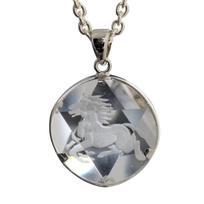 Carmelo 925 Sterling Silver Crystal Horse Hexagram Pendant 27mm Lucky Charm Unisex sidabras