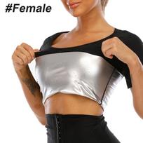 1Pcs Sauna Vest For Men Women Heat Trapping Compression Shirt Weight Loss Workout Gym Short Sleeve Sauna Suit 2XL-3XL black