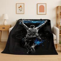 CR16 Goat R-Ronaldo Football Star Flannel Blanket Soft Warm Throw Blanket for Bedroom Living Room Bed Travel Camping Picnic Kid 75x90cm black
