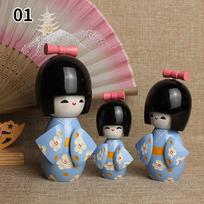 Japanese Puppet Kimono Sakura Doll Cuisine Sushi Restaurant Decor Ornament Kimono Doll Miniature Figurines Collection Crafts black