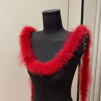 2 Meter Marabou Feather Boa Faux Fur DIY Apparel Sewing Fluffy Trim Cuff Strip Home Decor Artificial Fur Stripe Decor vyno raudonos spalvos