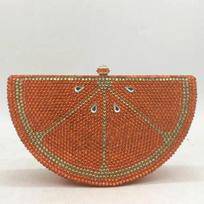 Boutique De FGG Fruit Lemon Slice Crystal Clutch Purses for Women Formal, Handmade Rhinestone Evening Bags, Wedding Party Clutch Small Clutch yellow