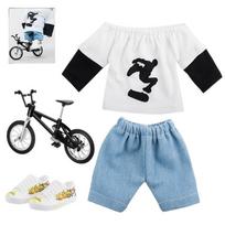 Finger Mini Toy Set Finger Bikes Finger Skateboard Finger Pants Finger Tops Finger Shoes T Shirt Movement Party Favors Gift black