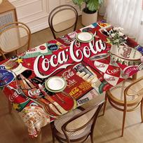 C-COCA Logo C-COLAS Rectangle Tablecloths Printed Table Cloth For Farmhouse Holiday Wedding Party Dining Table Decor 90x140cm