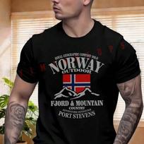 Norway Flag Fjord Mountain Motorbike T-Shirt Quick Drying Shirt Plain White T Shirts Summer Cas L gray