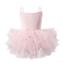 Blizgantys vaikų baleto sijonai Kryžminis dirželis Balerinos Fėjos suknelė Mergaitės baleto Tutu suknelė Gimnastikos 90cm-Pink Long Sleeve gray