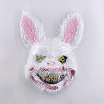 Halloween Luminous Scary Bunny Mask Led Light Up Bloody Bunny Mask Creepy Masks With Ears For Girl Boy Halloween Cosplay Costume white