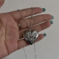 Romantic Heart Locket Pendant Openable Female Silver Color Stainless Steel Photo Frame Charm Necklace for Women Men Jewelry Gift CLE brown