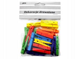 Dekoracija rankdarbiams mediniai segtukai, spalvoti, 35x9mm, 24vnt.