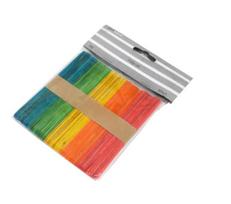 Mediniai pagaliukai rankdarbiams spalvoti MIX 115x10mm 50vnt