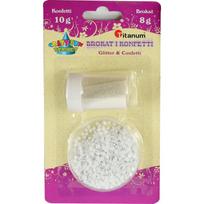 Dekoracija Birūs blizgučiai 8g + konfeti 10g, balta sp.