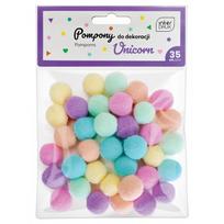Dekoracija pomponai mix Unicorn Pastel 35vnt, 2cm
