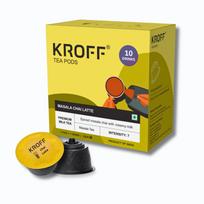 KROFF Masala Chai Latte Tea Pods | Dolce Gusto Compatible | Spiced Masala Tea Blend with Creamy Milk | 10 Pods Per Box black