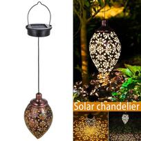 Solar Hollow Lantern LED Projection Light European Outdoor Waterproof Pendant Lamp for Courtyard Garden Patio Yard Art Decor Water droplet solar light šilta balta spalva