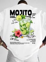2026 Summer Bestseller Unisex Mojito Theme Pattern Tshirt Trendy Versatile Style Soft Comfortable Short Sleeve Tops XL black