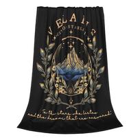 Velaris, Žvaigždžių Miestas, Flanelinis pledas, Naktinis Teismas, Juokingi Pledai Namams 125*100cm, Antklodė, Super Šiltas Size: 75*100cm, Weight: 230 GSM black