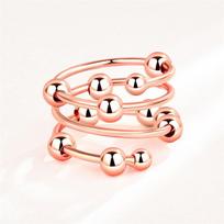 Simple Metal Ball Anxiety Ring Adjustable Fidget Spinner Rings for Women Girls Anti Stress Jewelry Anillos resizable beige
