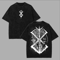 Berserk Guts Griffith Anime Printed Tee Men Women Washed Cotton T-shirts Manga Vintage T Shirt Harajuku Male Short Sleeve Tshirt L įvairiaspalvis