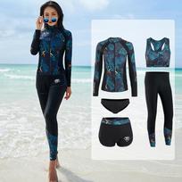 Quick-Dry Rash Guard Set Diving Swimming Surfing UV Protection Long Sleeve Pants Unisex Adult M black
