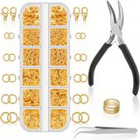 1200-piece Lobster Clasp and Jump Ring Set for DIY Jewelry Making beige