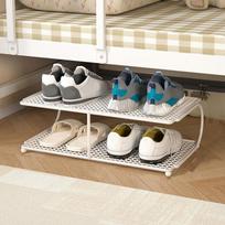 Space Saving Metal Shoe Rack Iron Shoe Stand Multi-functional Shoe Organizer  Living Room White 2 Layers
