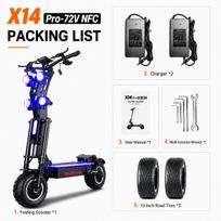 TOURSOR X14 Pro Sulankstomas Suaugusiųjų Elektrinis Motoroleris 5000W 2 Dvigubi Varikliai 72V 40Ah Baterija 100KM H Greitis 130KM Ilgas Nuotolis 13 Colių Padanga X14Pro-72V 40Ah NFC-1-TT