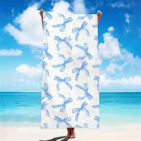 Blue Bow Beach Towels Microfiber Towel Ins Korean Holiday Travel Birthday Gifts For Women Adult Quick-Drying Bath Towels W40*H60(CM) white