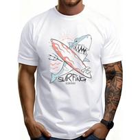 Casual Summer Style Men'S T-Shirt Shark Surfing Design Perfect for Beach Days And Warm Weather Ideal Gift for Surfers And Ocean Lovers S balta