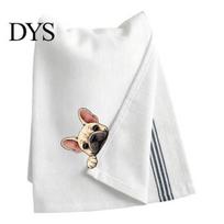 Cute Kitchen Decor Puppy Tea Towel, Embroidered Corgi Dachshund Dish Absorbent Decorative Hand Towels for Bathroom Quick Dry Towel Dog Lovers