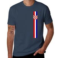Croatia Crest With Tricolour Strip Hrvatska Tshirt Novelty Graphic Tee Shirt S black