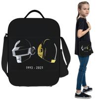 Daft Punk Electronic Music Band Tribute Helmet Art Insulated Lunch Bag Kids School Food Box Tote Portable Lunch Boxes Container One Size gray