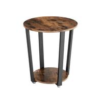 VASAGLE Side Table, Round End Table with Steel Frame, for Living Room, Bedroom, Simple Assembly, Industrial, Rustic Brown and Black ruda