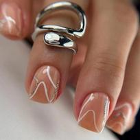 24Pcs Short Square Press On Nails Brown Flower Design Reusable Full Cover Artificial Fake Nail Tips