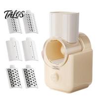 Food Prep Tool Electric Vegetable Slicer, 6 Interchangeable Blades Powerful Efficient Processor, Energy Saving Cheese Grater for Kitchen Dicer smėlis