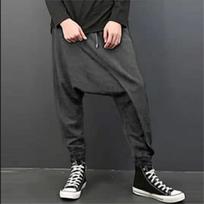 Vyriški laisvalaikio kelnės nelygaus krašto, laisvos, vienspalvės, skirtos jogai, hiphopui L